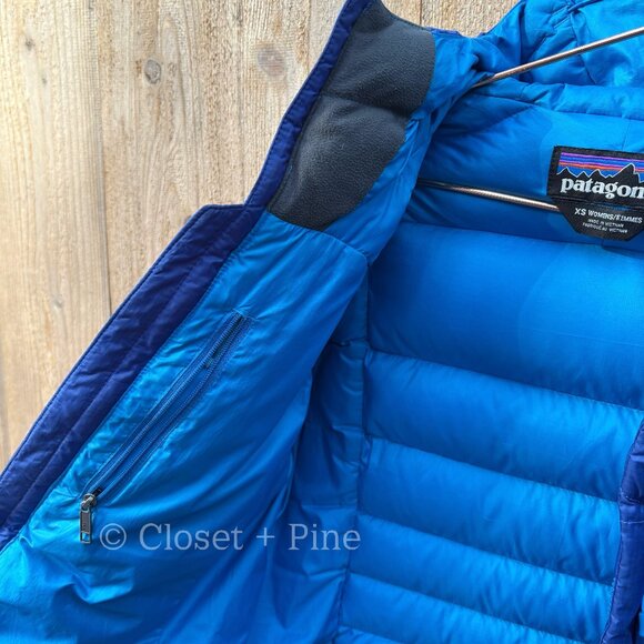 Patagonia Hi-Loft Down Hoody Jacket Cobalt‎ Blue Size XS Puffer Hooded 600 Fill - Picture 14 of 16